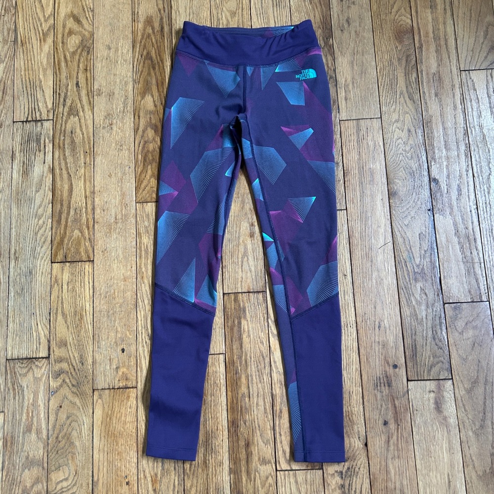 The North Face FlashDry Purple Geometric Prism Print Athletic Leggings Womens XS
